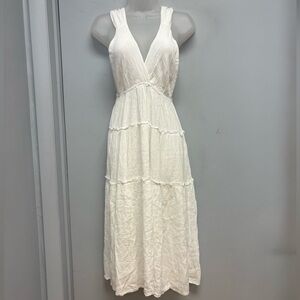 Salty Lemon White Tiered Boho Midi Dress – Size Small